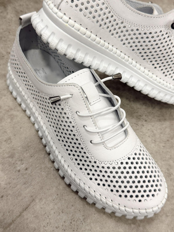 Leather sneakers G398 - WHITE