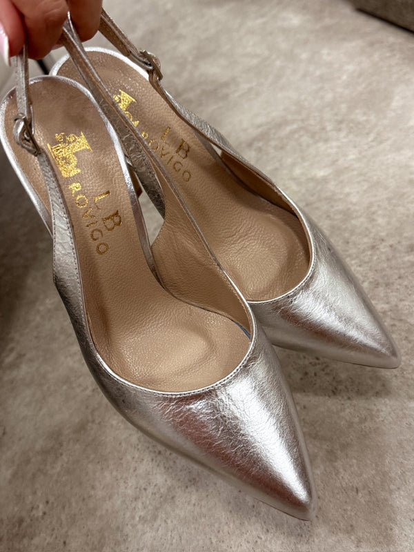 Leather sandals G173 - SILVER