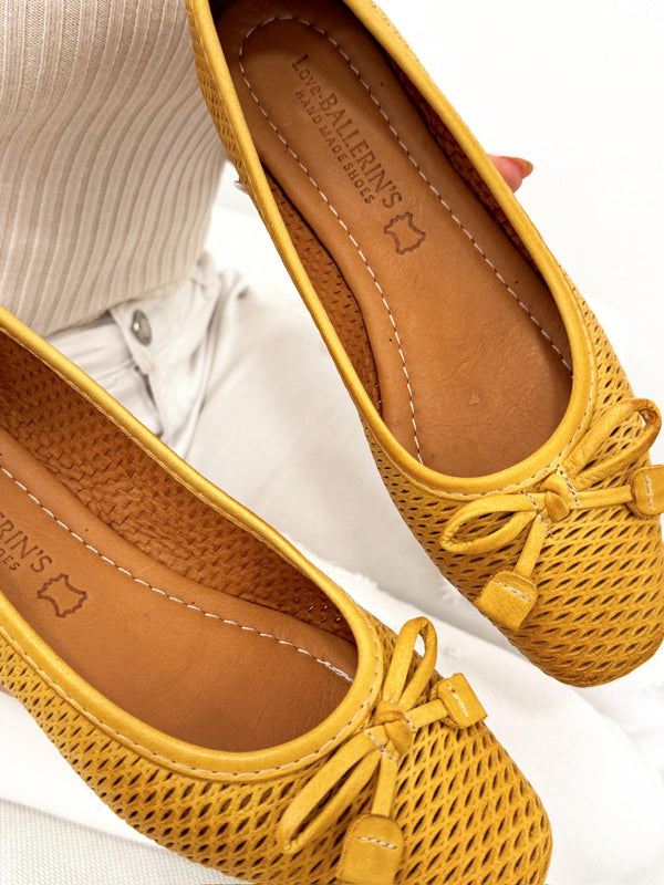 Leather ballet flats G185 - OCHRE
