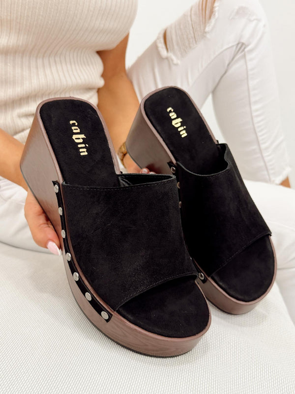 Leather slippers G317 - BLACK
