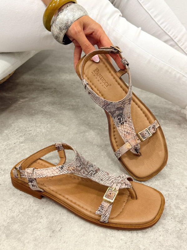 Leather sandals G407 - BEIGE