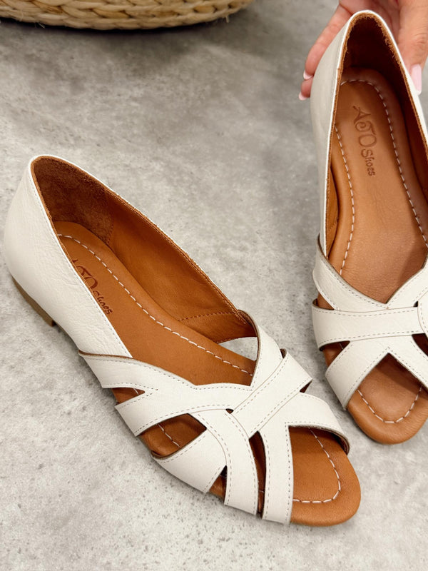 Leather sandals G470 - BEIGE