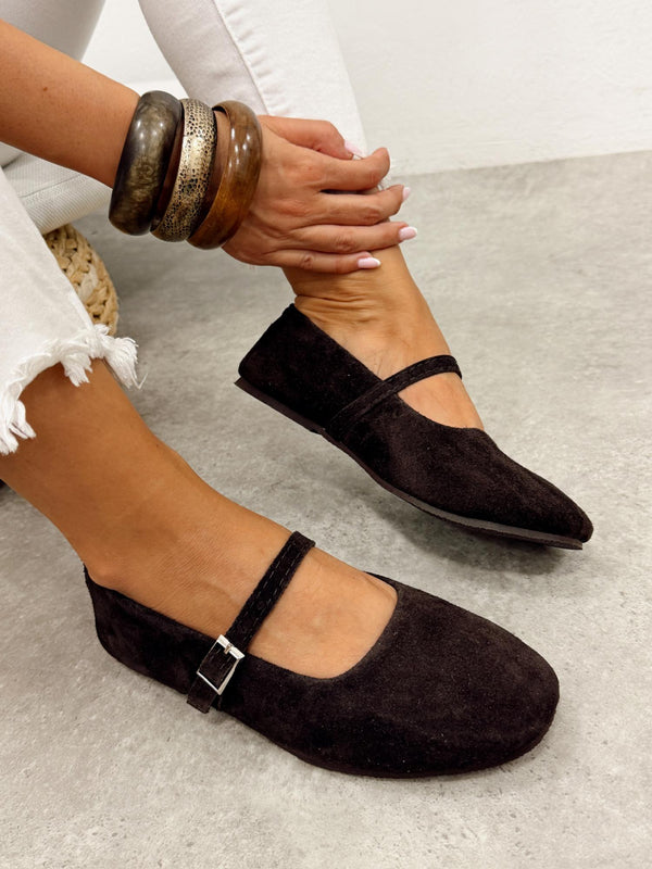 Leather ballet flats G375 - BROWN