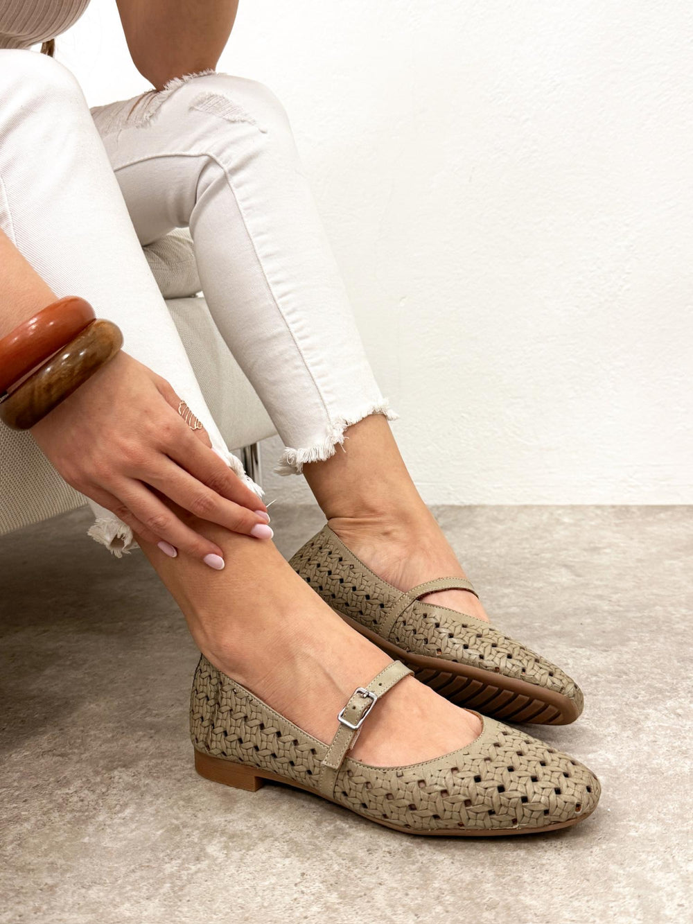Leather ballet flats G186 - DARK GREEN