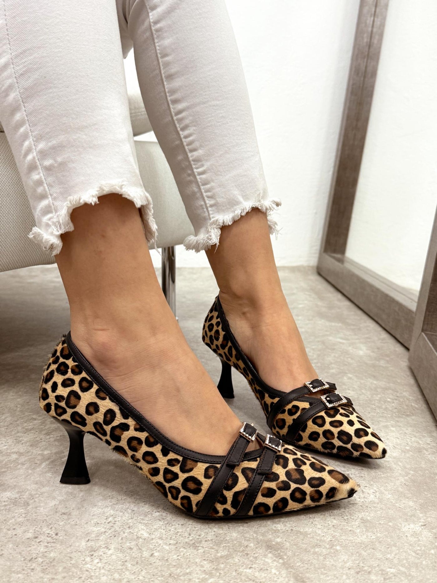 Leather heels G172 - LEOPARD