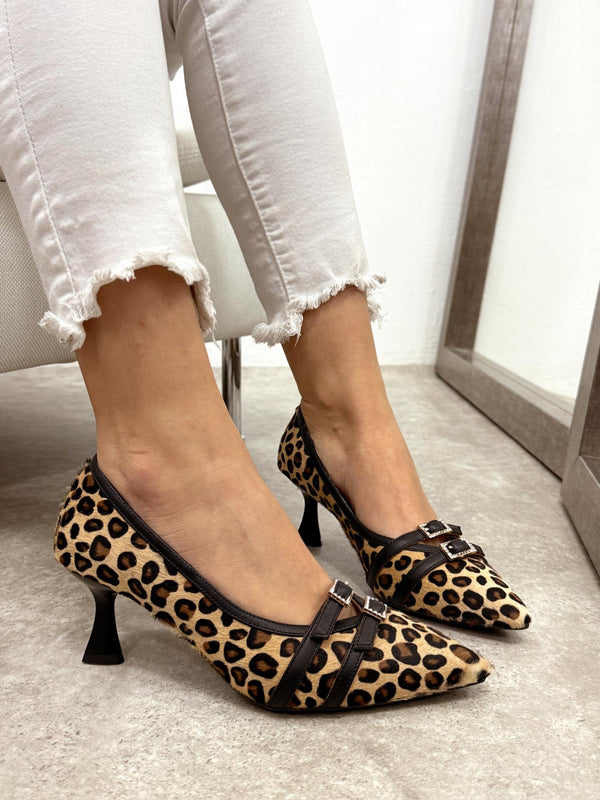 Leather heels G172 - LEOPARD