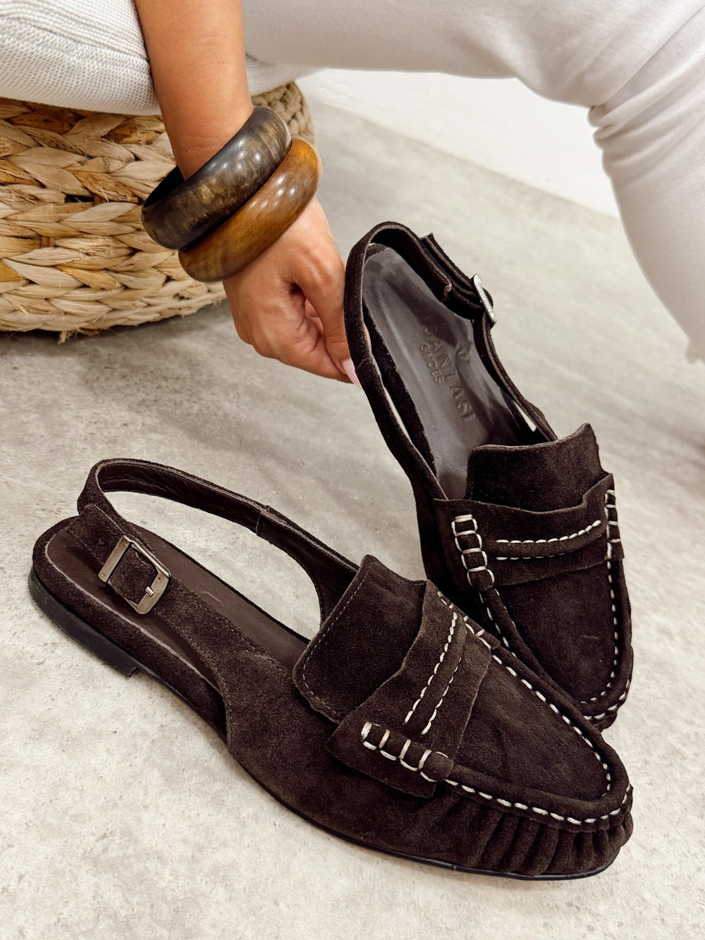 Leather sandals G367 - BROWN