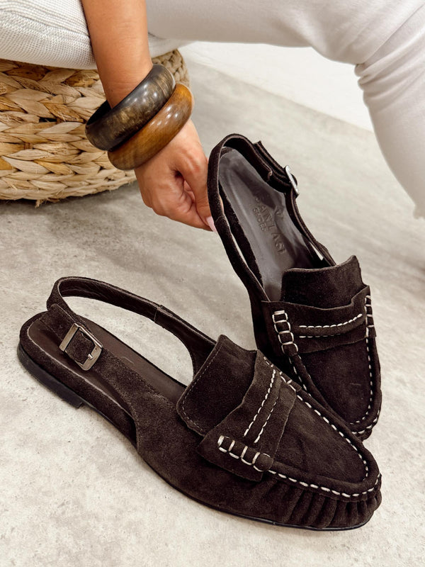Leather sandals G367 - BROWN