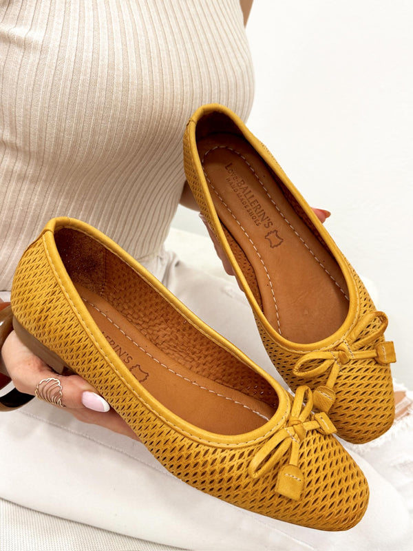 Leather ballet flats G185 - OCHRE