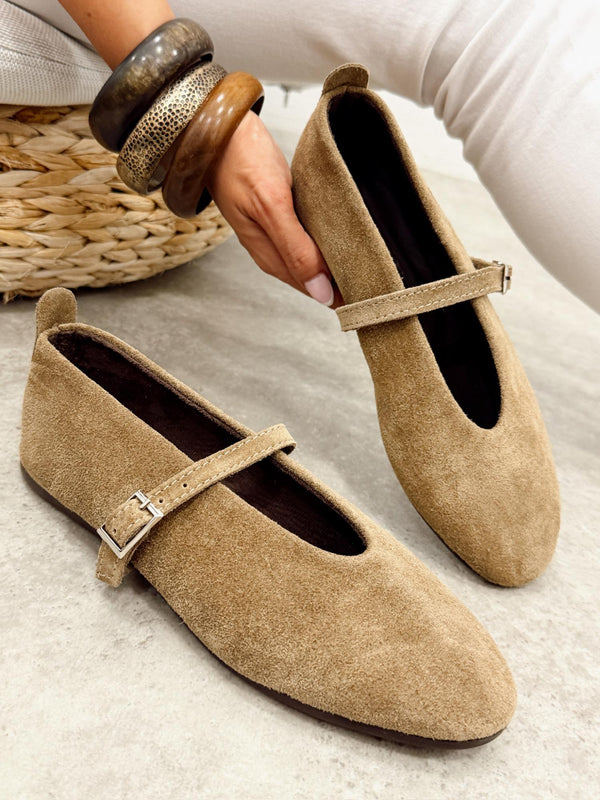 Leather ballet flats G376 - BEIGE