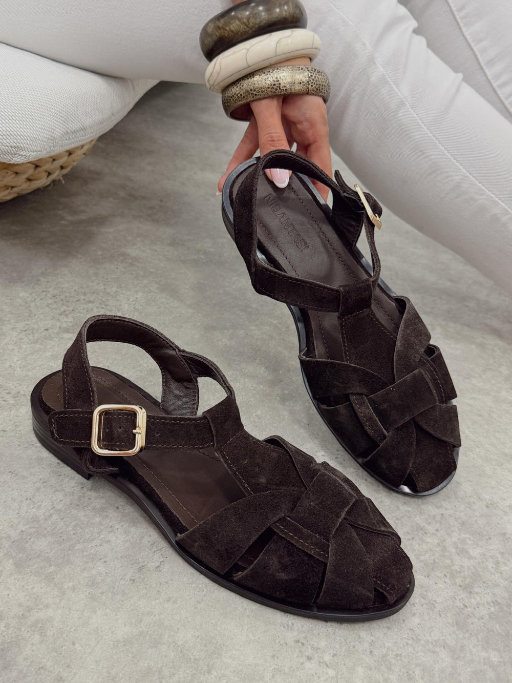 Leather sandals G431 - BROWN