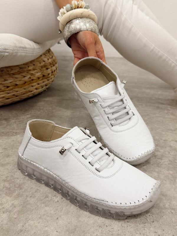 Leather sneakers G451 - WHITE