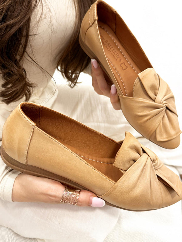 Leather ballet flats G191 - BEIGE