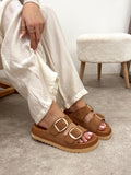 Leather slippers G141 - CAMEL