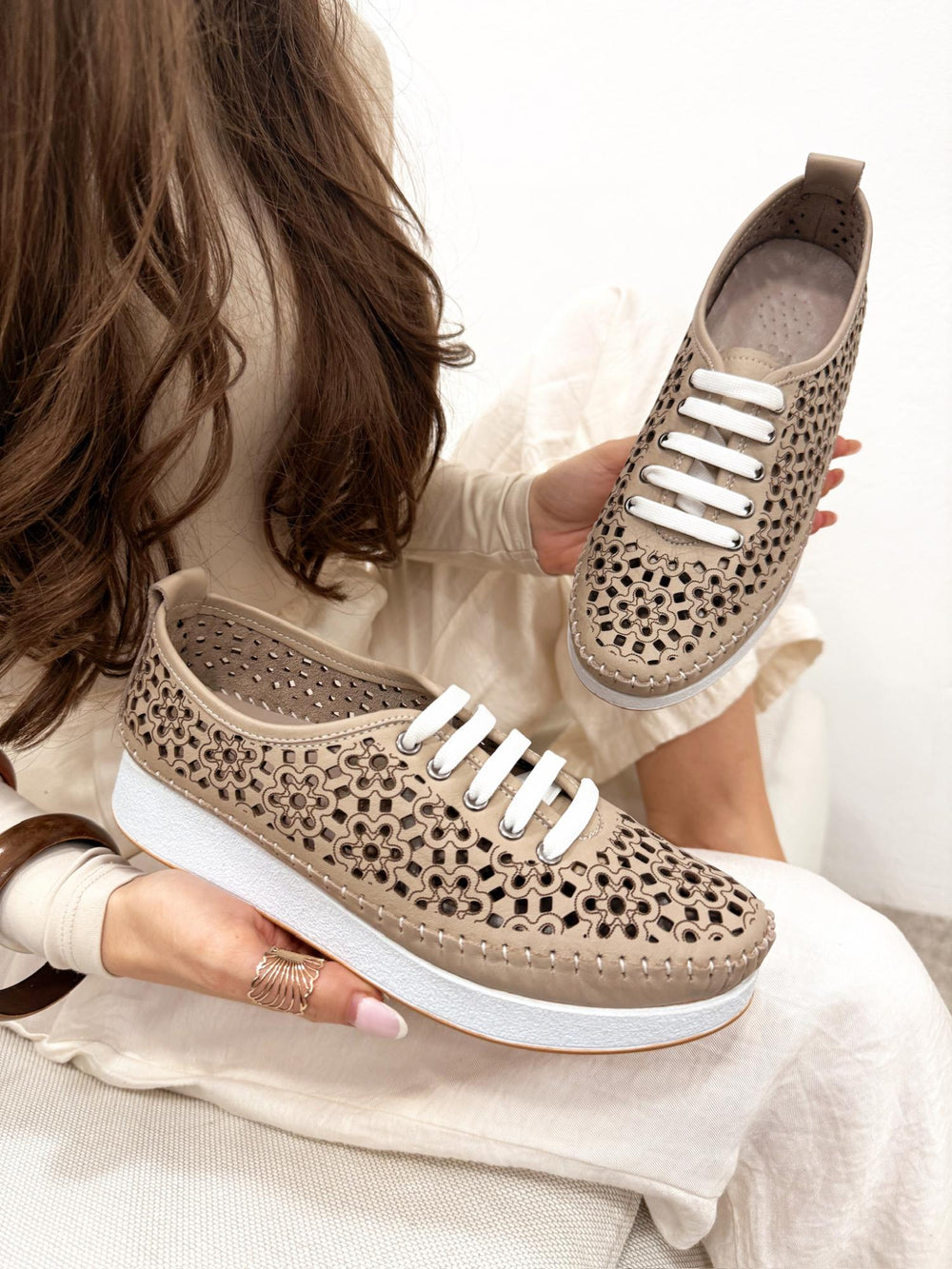 Ledersneaker G165 - BEIGE