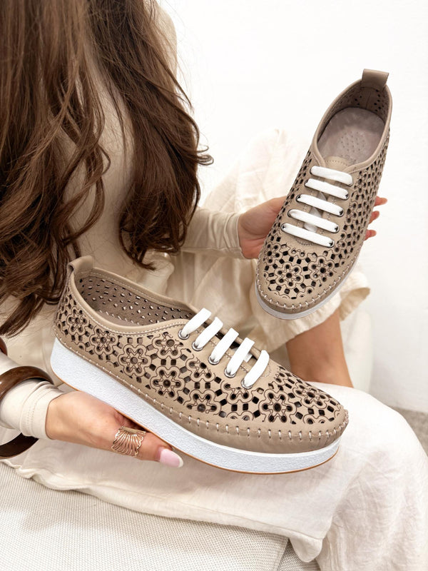 Leather sneakers G165 - BEIGE