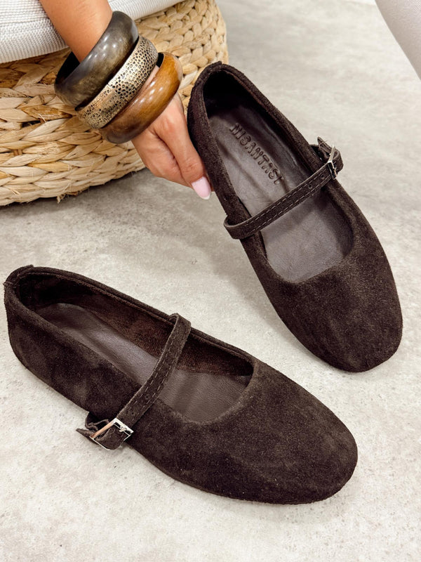Leather ballet flats G375 - BROWN