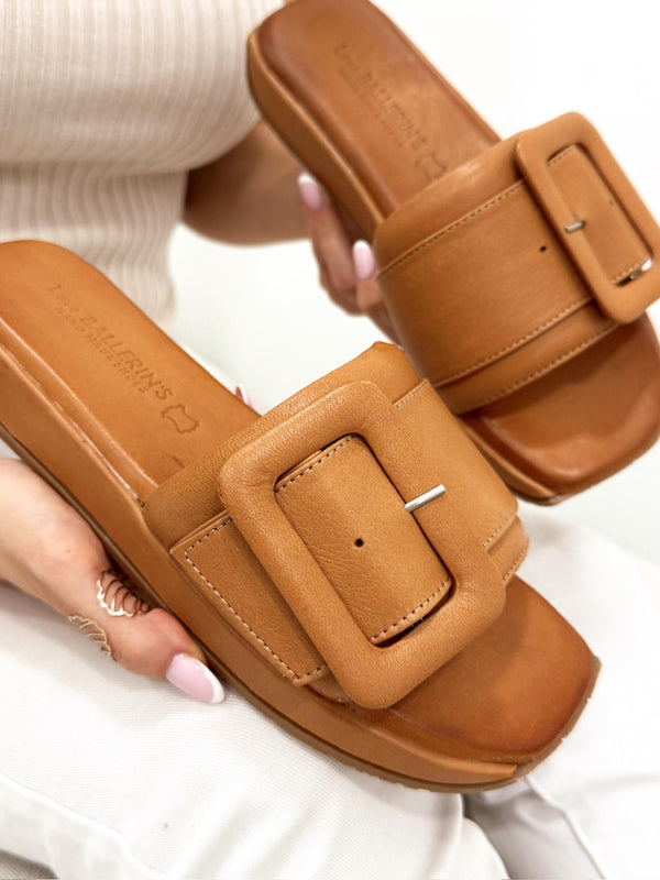 Leather slippers G207 - CAMEL