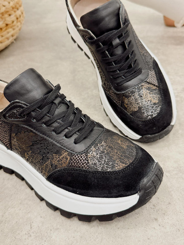 Leather sneakers G457 - BLACK