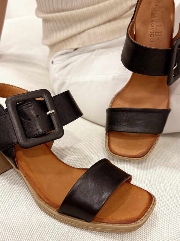 Leather sandals G179 - BLACK