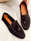 Flat leather shoes G518 - BROWN