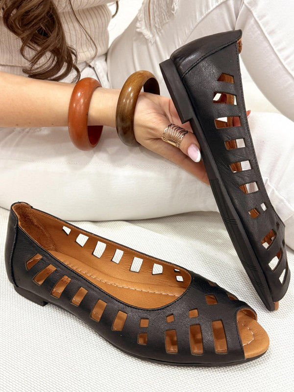Leather sandals G204 - BLACK