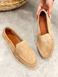 Flat leather shoes G517 - BEIGE