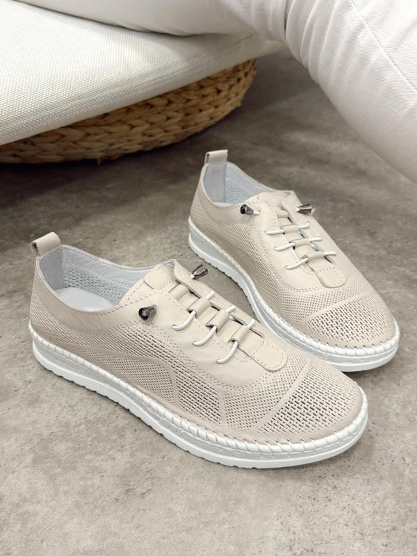 Leather sneakers G399 - LIGHT BEIGE