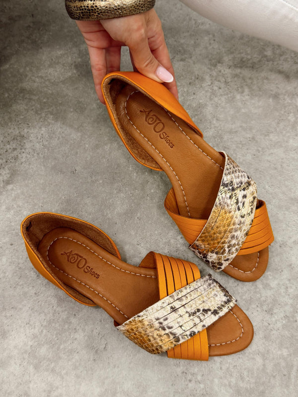 Leather sandals G473 - ORANGE