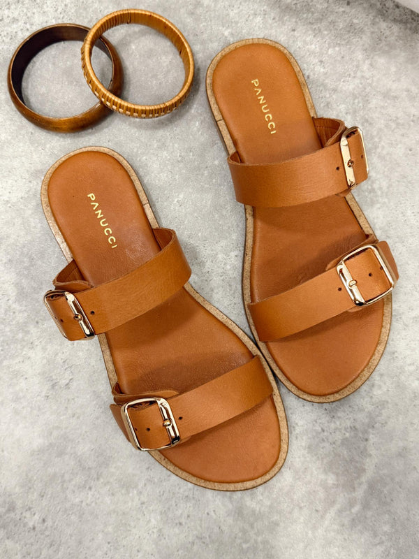 Leather slippers G404 - CAMEL