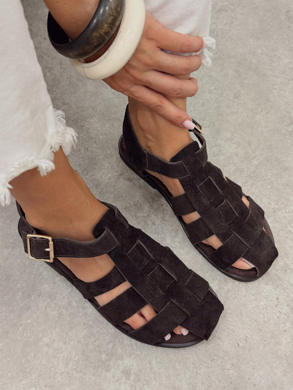 Leather sandals G435 - BROWN