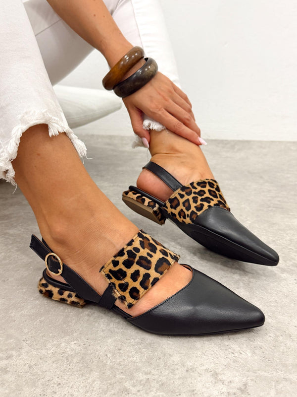 Leather sandals G393 - LEOPARD