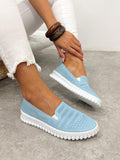 Flat leather shoes G397 - BLUE