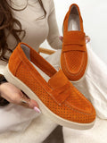 Flache Lederschuhe G209 - ORANGE