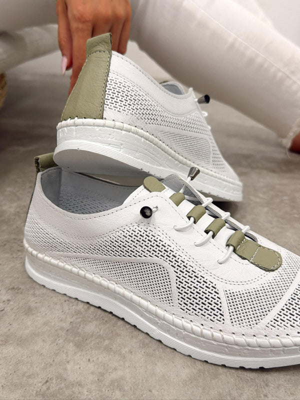 Leather sneakers G399 - WHITE