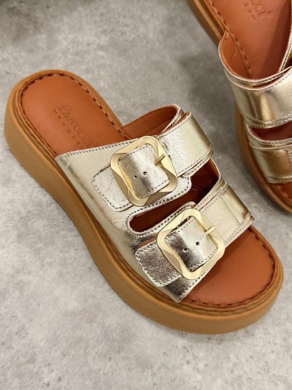 Leather slippers G402 - GOLD