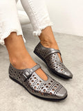 Flat leather shoes G422 - GRAFIT