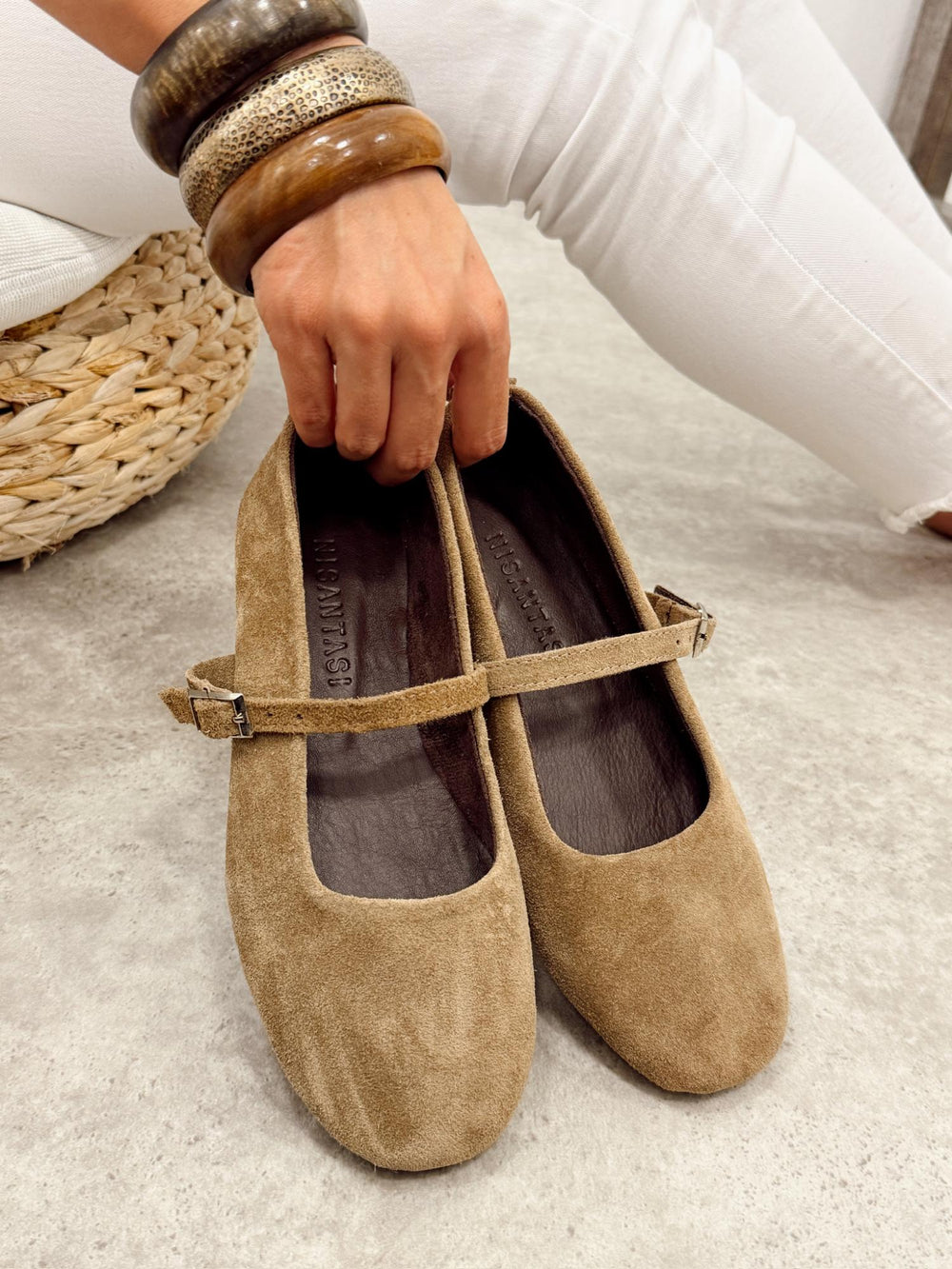 Leather ballet flats G375 - BEIGE
