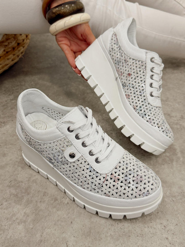 Leather sneakers G458 - WHITE