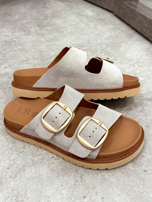 Leather slippers G141 - BEIGE