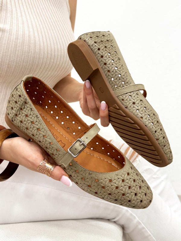 Leather ballet flats G186 - DARK GREEN