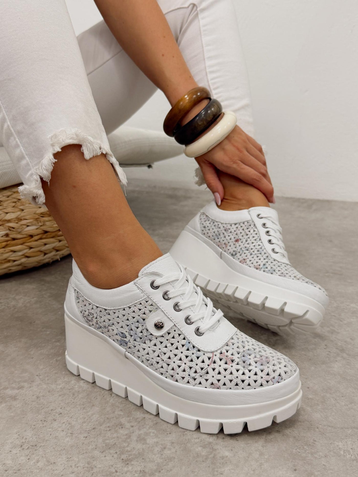 Leder-Sneaker G458 – WEISS