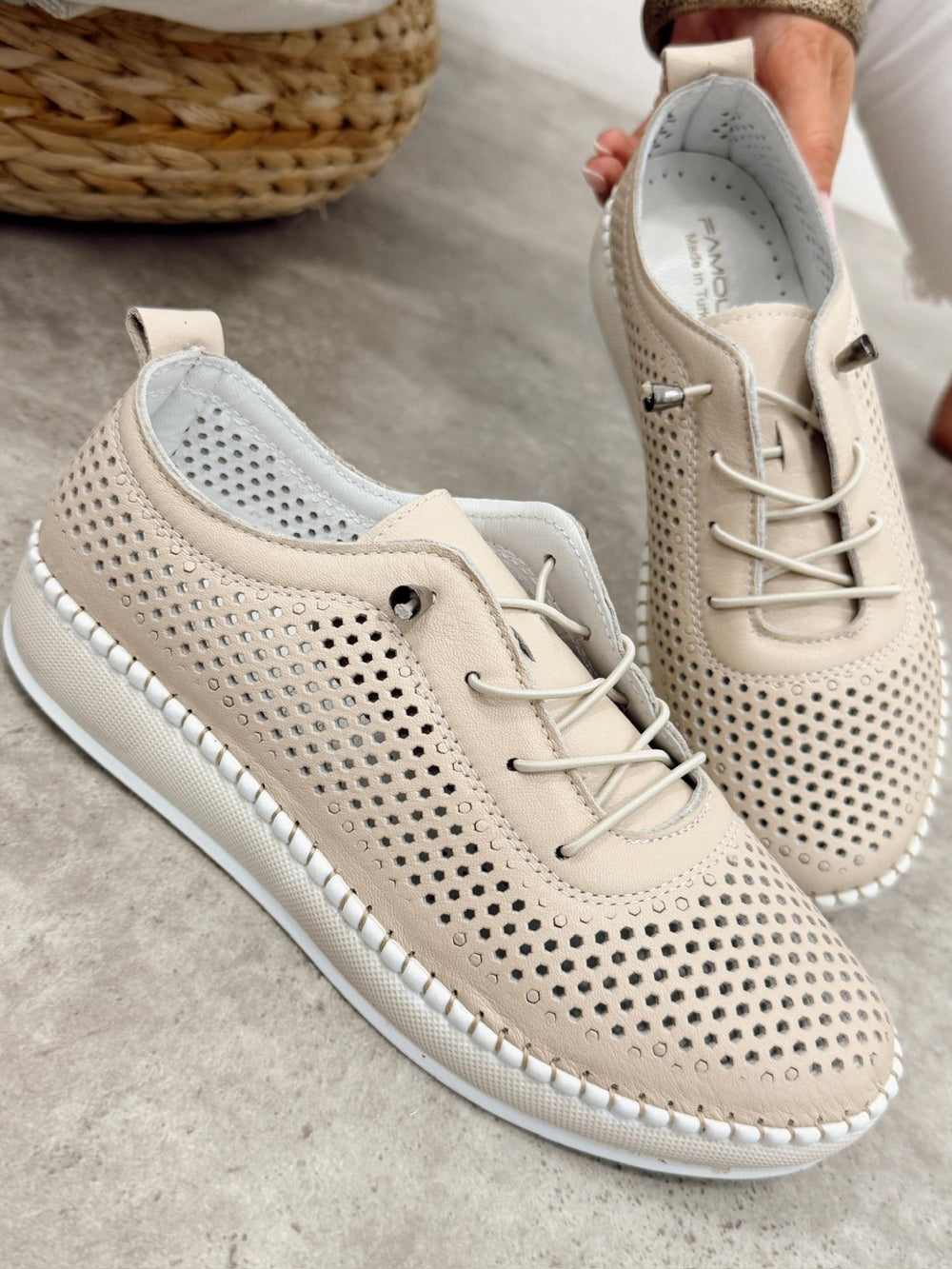 Ledersneaker G453 - BEIGE