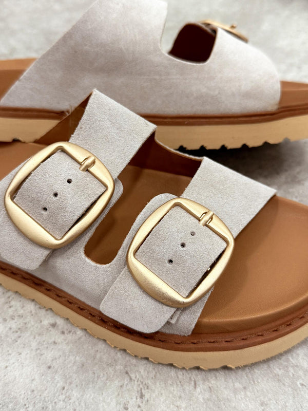 Leather slippers G141 - BEIGE