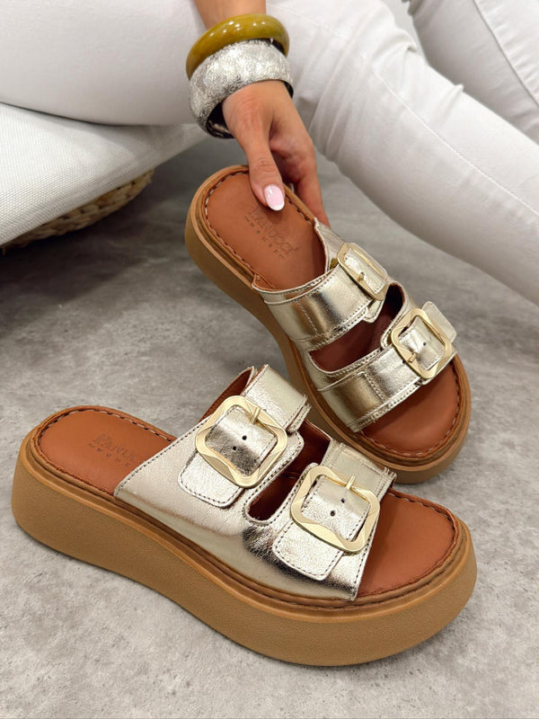 Leather slippers G402 - GOLD