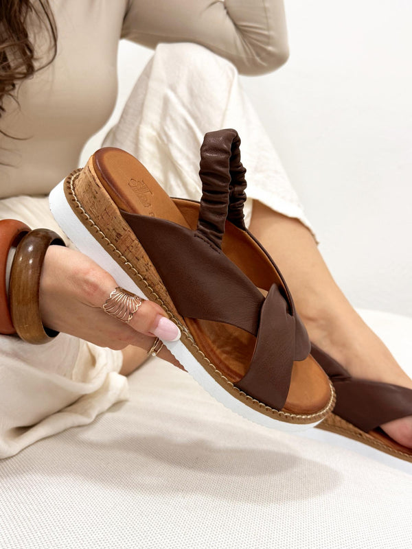 Leather sandals G171 - BROWN