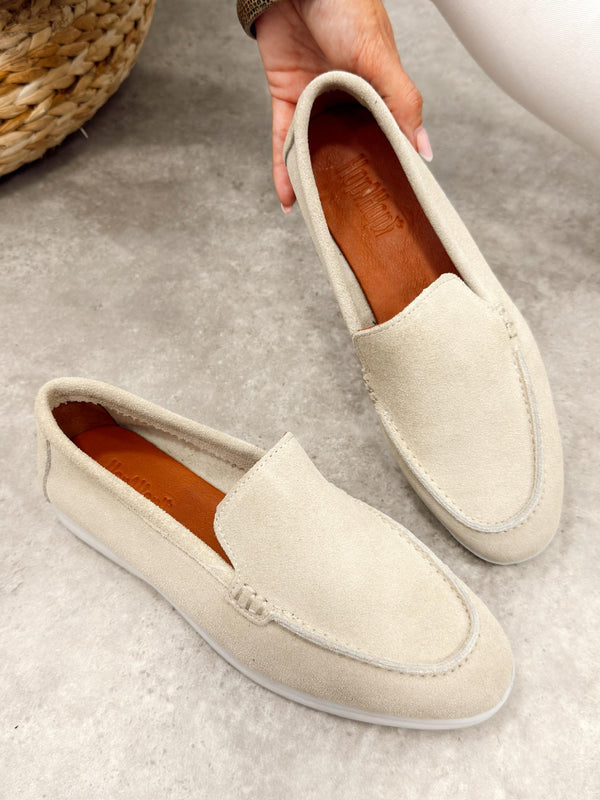 Flat leather shoes G517 - LIGHT BEIGE