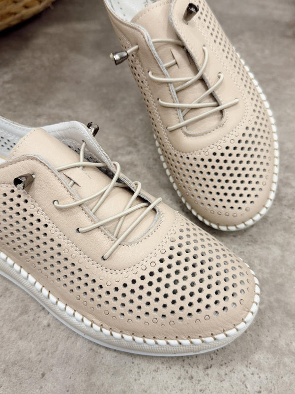 Leather sneakers G453 - BEIGE