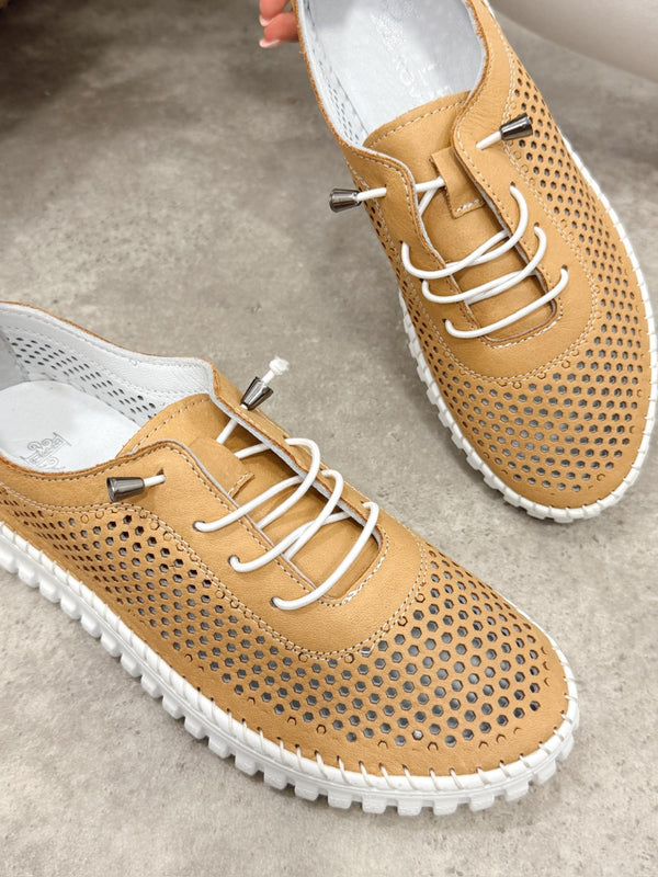 Leather sneakers G398 - CAMEL