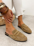 Leather slippers G365 - BEIGE